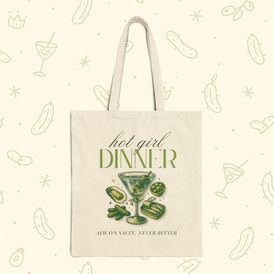 Hot Girl Dinner Tote | Pickle Martini Foodie Bag for Salty Girls